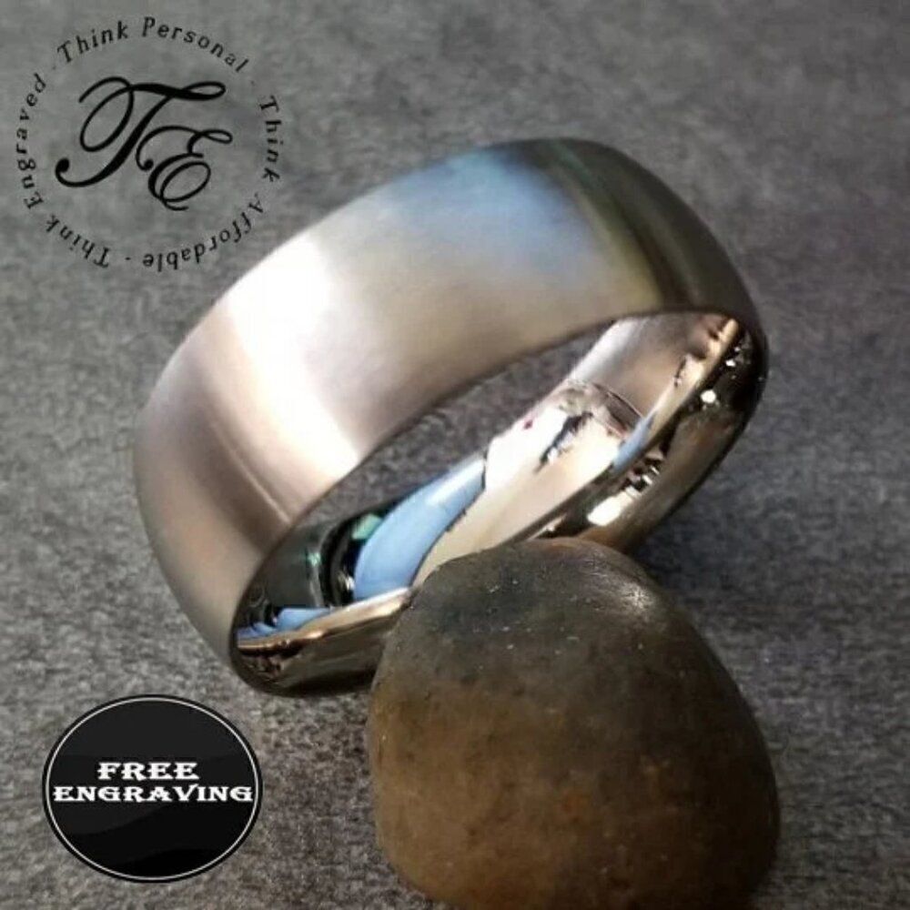 Personalized Men's Silver Promise Ring Band - Engraved Wedding Ring For Guys
